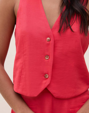 COLETE ALFAIATARIA DECOTE V - CORAL