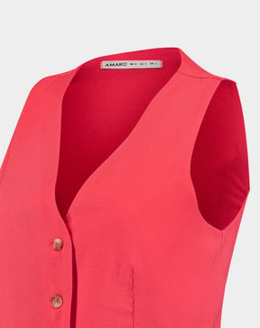 COLETE ALFAIATARIA DECOTE V - CORAL