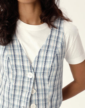 COLETE DECOTE V DE ALFAIATARIA - AZUL