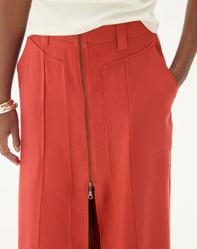 SAIA MIDI COM FENDA DE ALFAIATARIA - MARROM