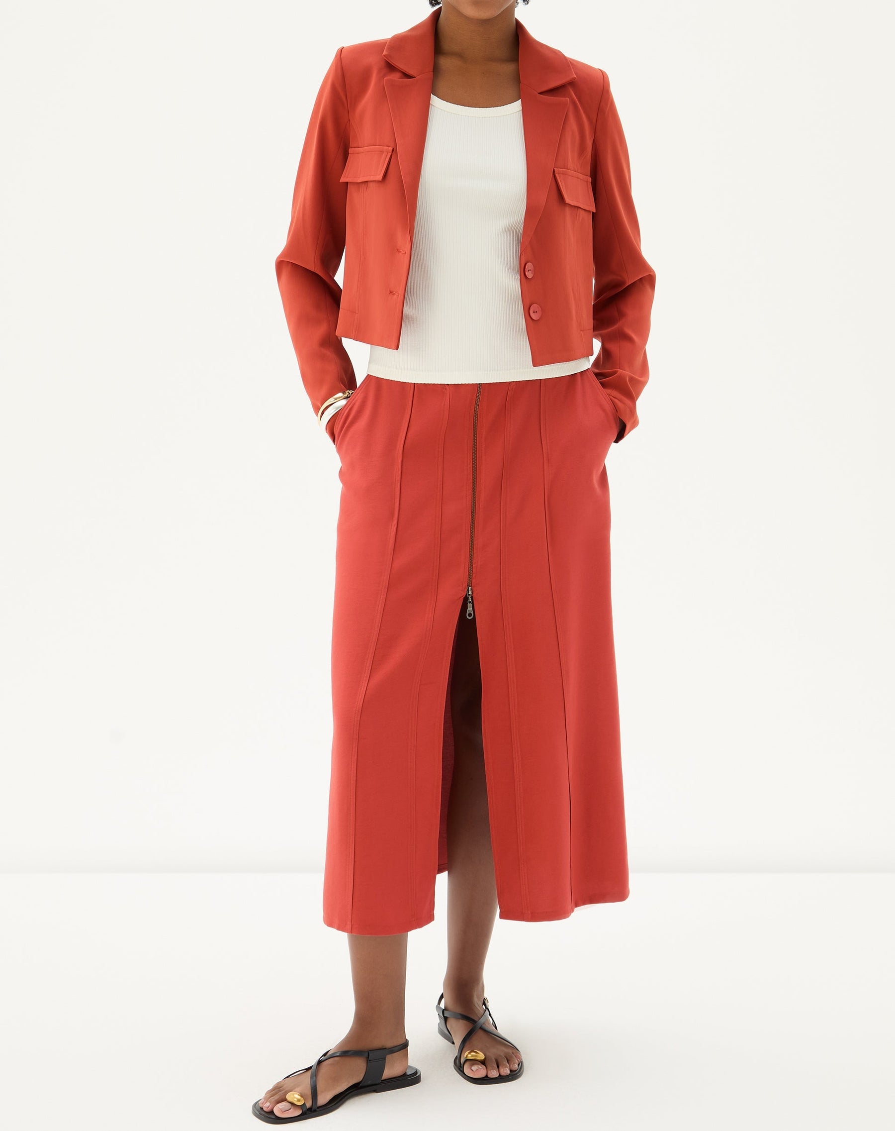 SAIA MIDI COM FENDA DE ALFAIATARIA - MARROM