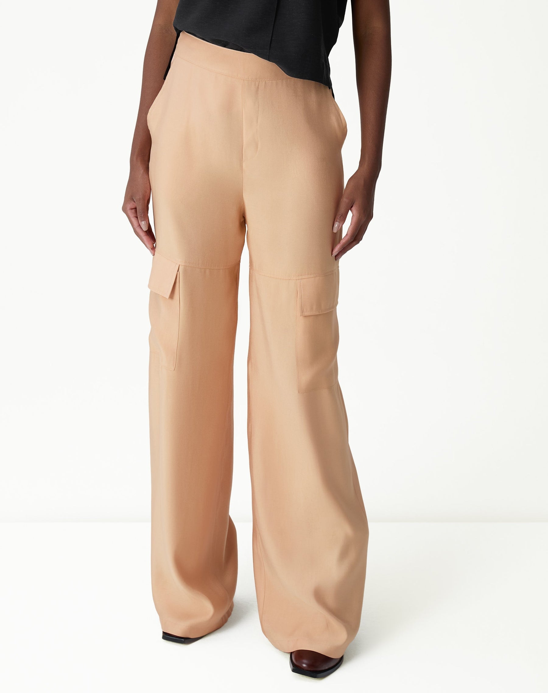 CALÇA WIDE LEG CROPPED ALFAIATARIA - BEGE