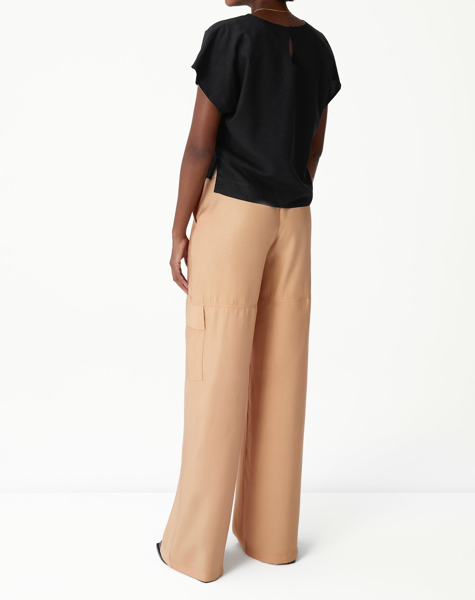 CALÇA WIDE LEG CROPPED ALFAIATARIA - BEGE