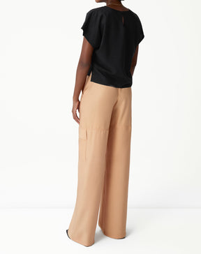 CALÇA WIDE LEG CROPPED ALFAIATARIA - BEGE