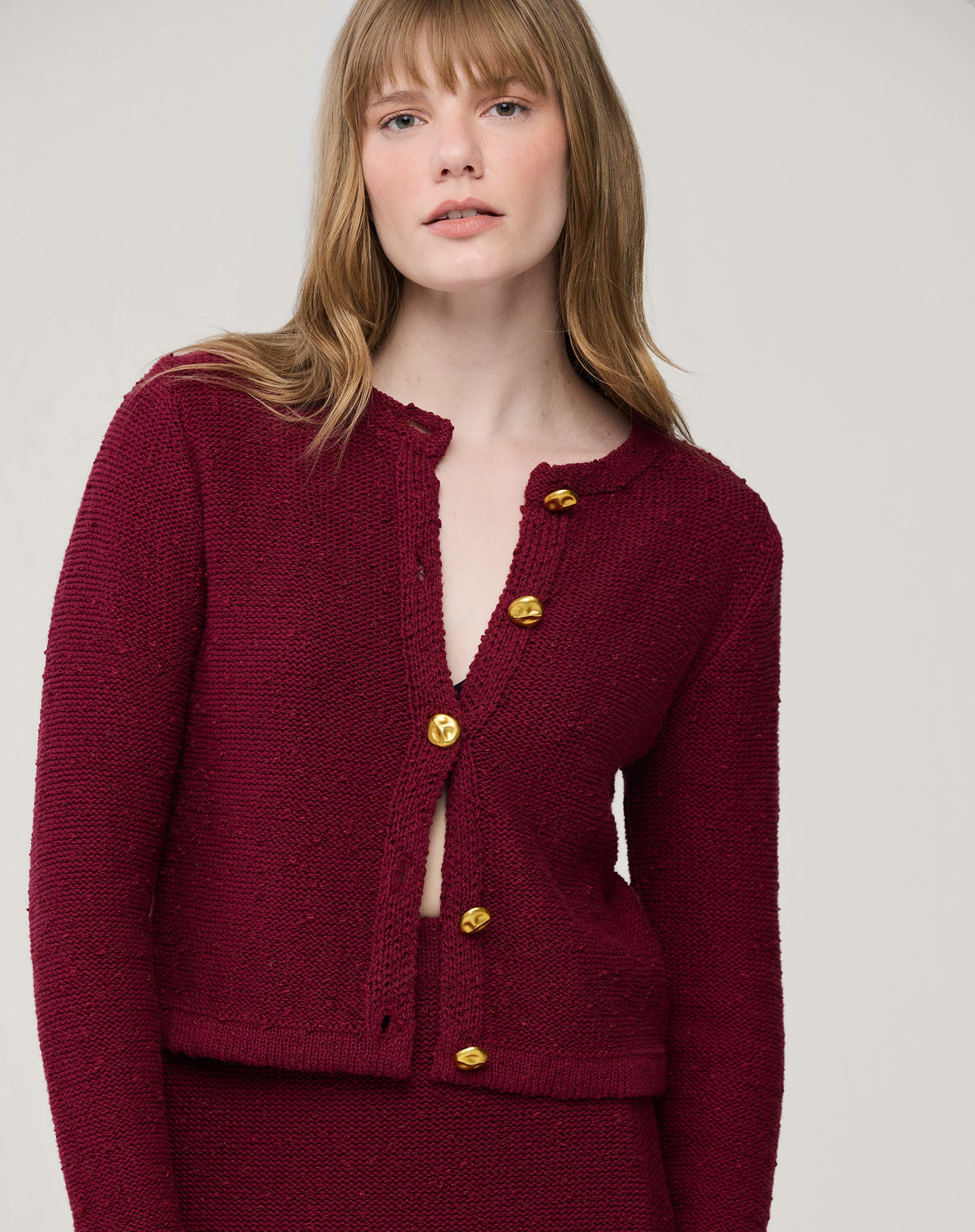 CARDIGAN TRICOT COM BOTÕES - VERMELHO