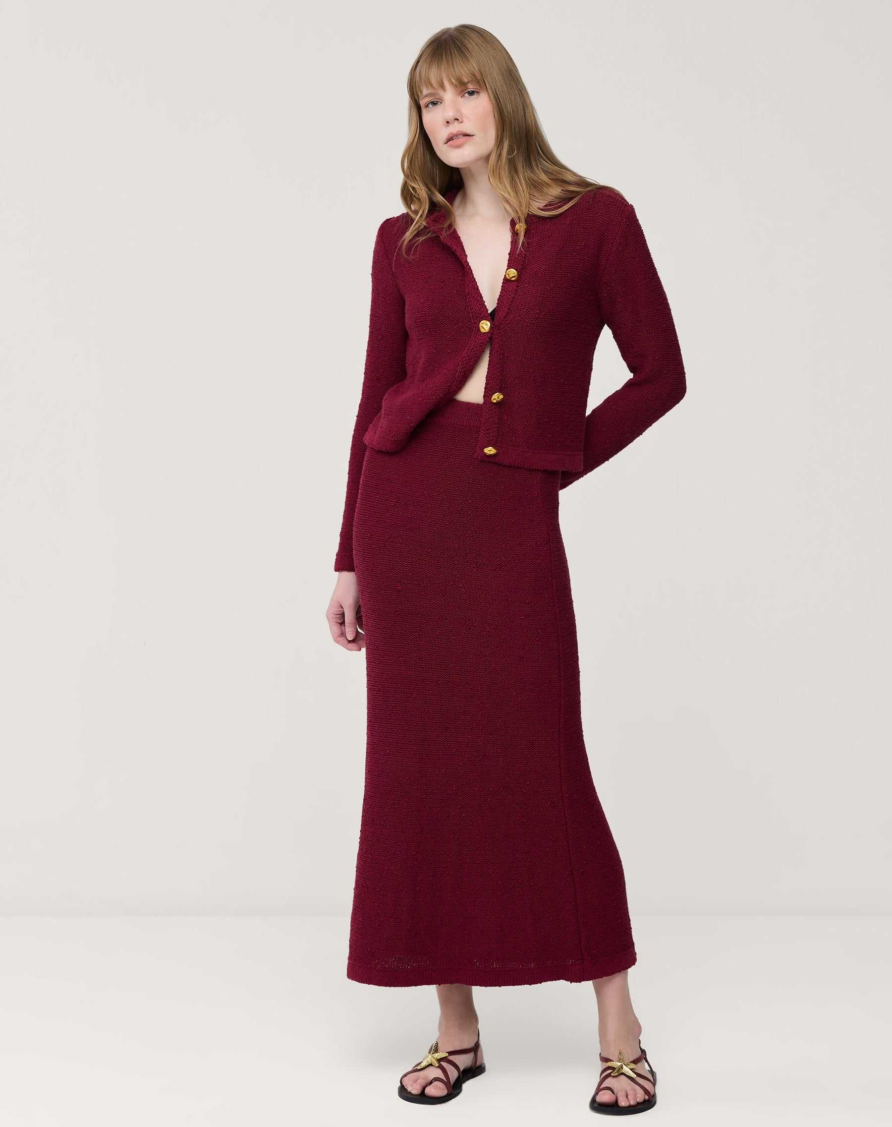 CARDIGAN TRICOT COM BOTÕES - VERMELHO