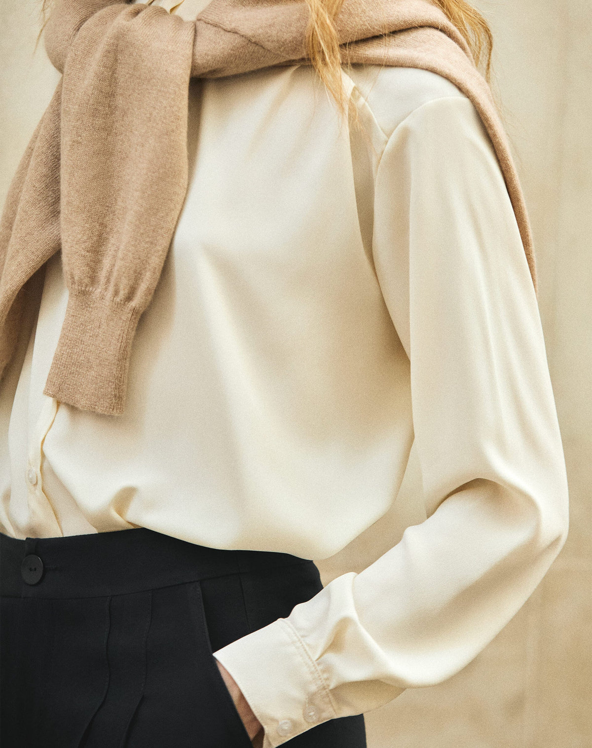 CAMISA MANGA LONGA BARRA RETA - OFF-WHITE