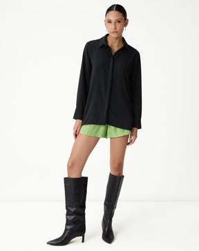 CAMISA MANGA LONGA BARRA RETA - PRETO