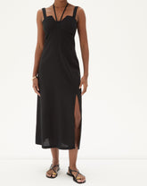 VESTIDO LONGO COM FENDA - PRETO