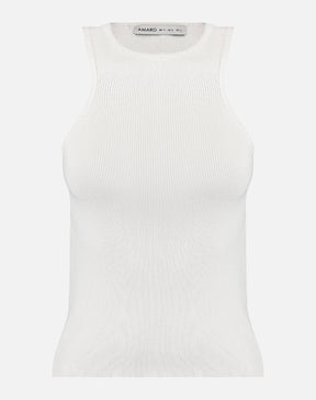 Blusa com Decote Halter de Tricot - Off-white