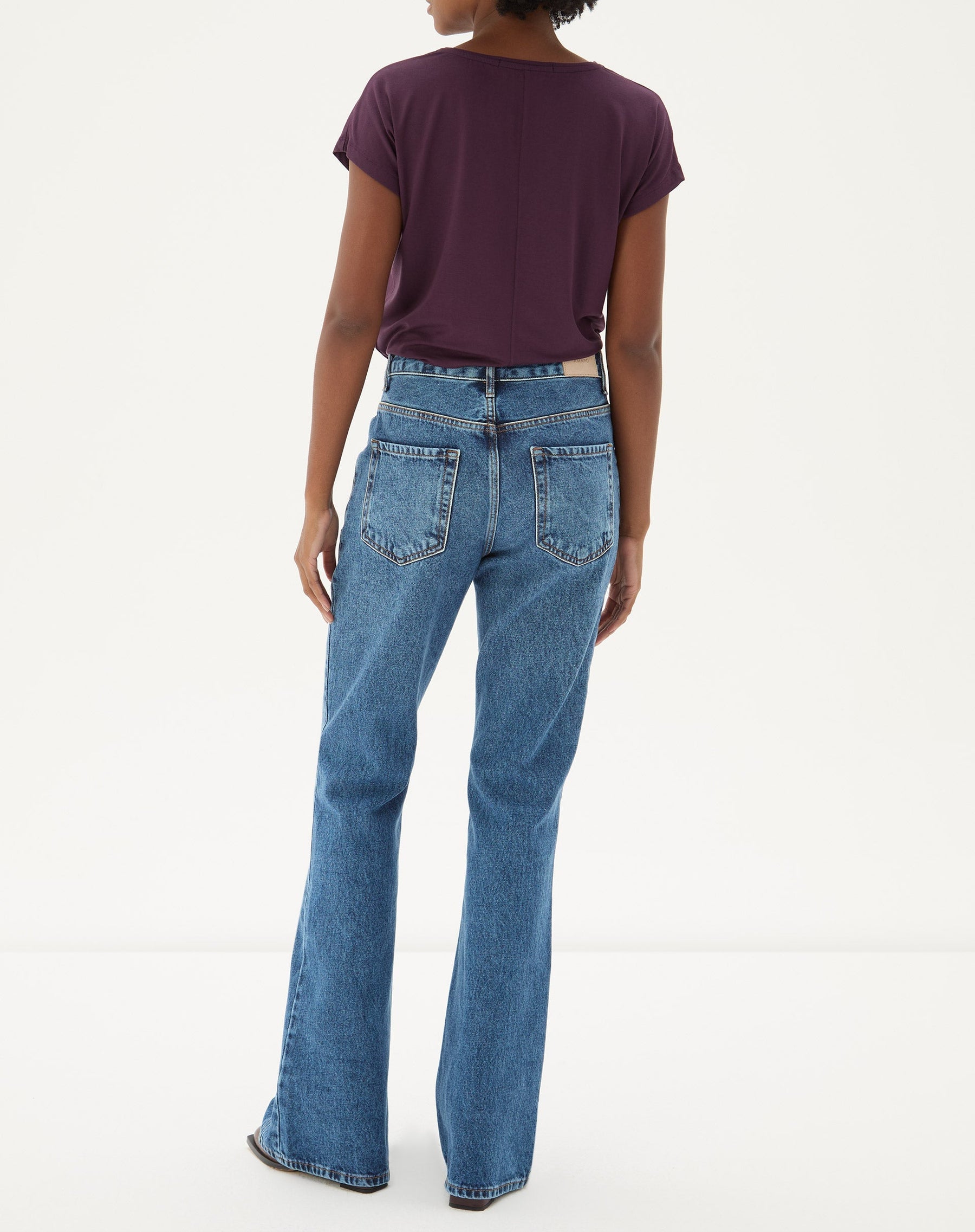 CALÇA JEANS FLARE CINTURA ALTA - AZUL MÉDIO