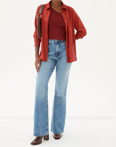 CALÇA JEANS FLARE CINTURA ALTA - AZUL CLARO