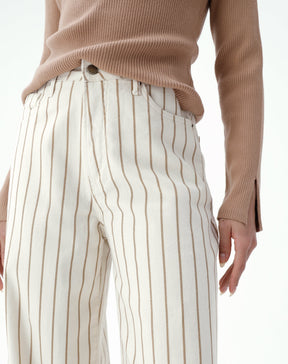 CALÇA WIDE LEG SARJA - BEGE