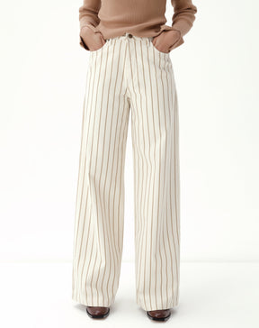 CALÇA WIDE LEG SARJA - BEGE