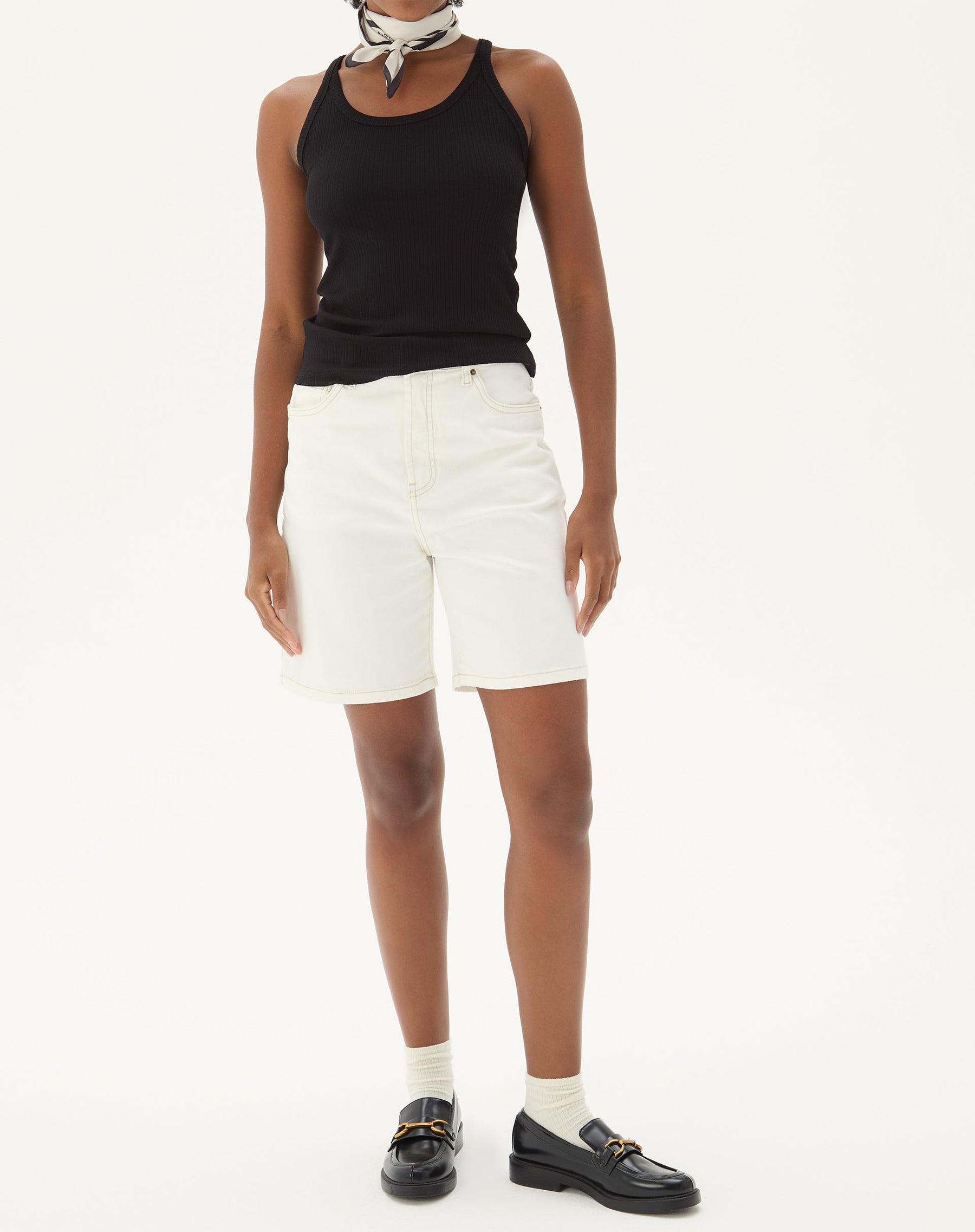 REGATA DECOTE U DE MALHA RIBANA - PRETO