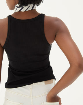 REGATA DECOTE U DE MALHA RIBANA - PRETO