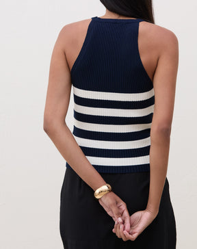 Regata Halter Neck de Tricot - Azul Marinho