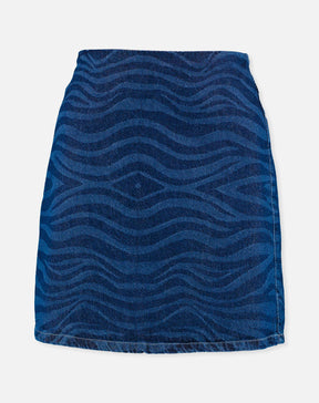 Saia Curta Zebra Jeans - Azul Médio