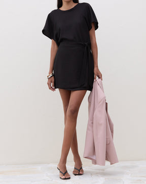 Saia Curta Transpassada com Amarração - Preto