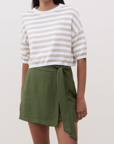 Saia Curta Transpassada com Amarração - Verde Militar