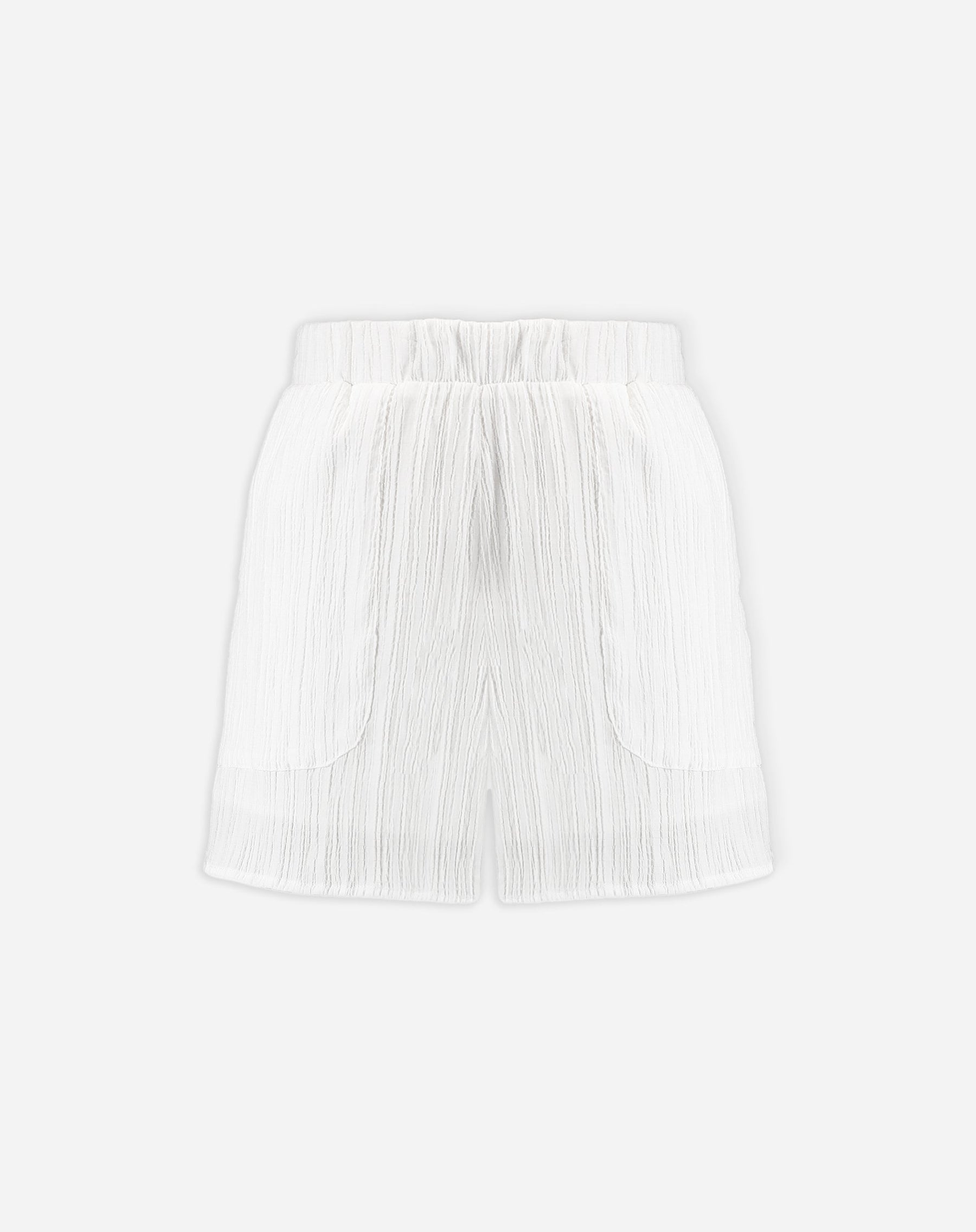 Shorts Cintura Elástico com Bolsos - Off-white