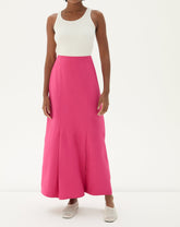 Saia Midi com Pregas - Rosa