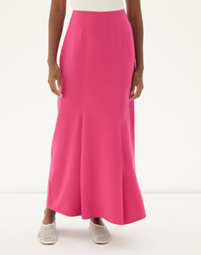 Saia Midi com Pregas - Rosa