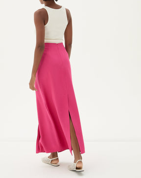 Saia Midi com Pregas - Rosa