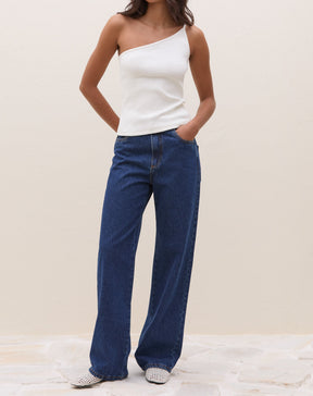 Blusa Um Ombro Só de Ribana Power - Off-white