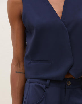 COLETE DECOTE V ALFAIATARIA - AZUL MARINHO