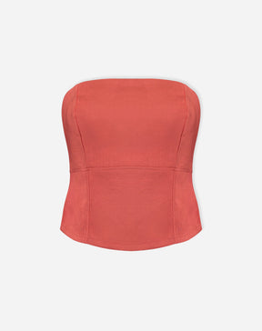 BLUSA SEM ALÇAS ALFAIATARIA - MARROM