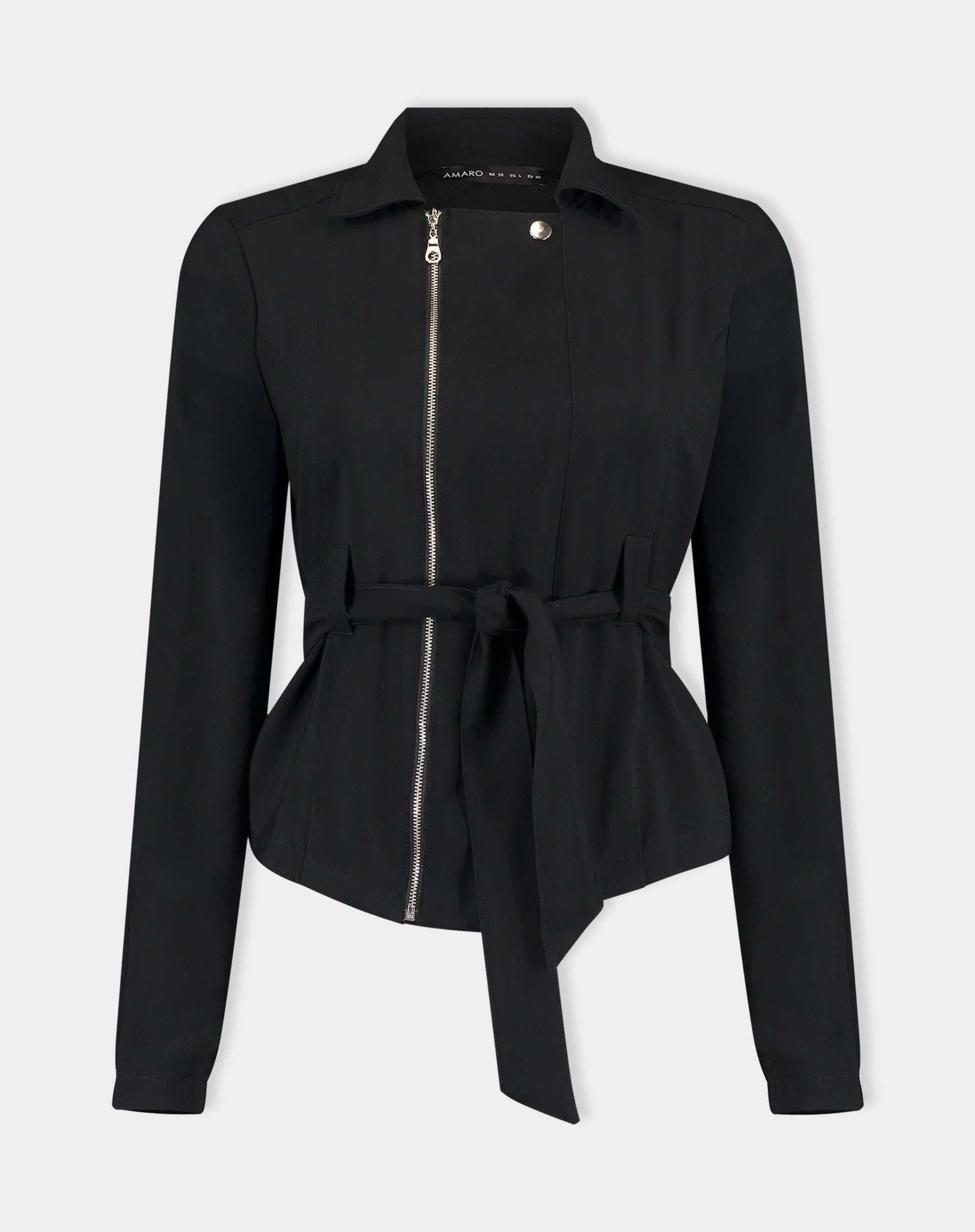 JAQUETA COM AMARRAÇÃO DE ALFAIATARIA - PRETO