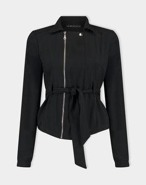 JAQUETA COM AMARRAÇÃO DE ALFAIATARIA - PRETO