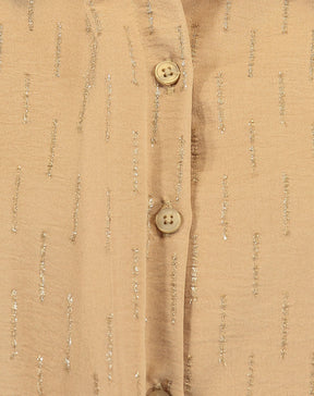 CAMISA MANGA LONGA BARRA ARREDONDADA - AREIA