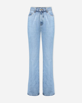 Calça Jeans Reta Cintura Alta - Azul Médio