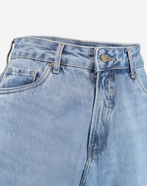 Calça Jeans Reta Cintura Alta - Azul Médio