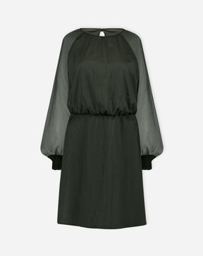 VESTIDO CURTO MANGA LONGA BUFANTE - VERDE