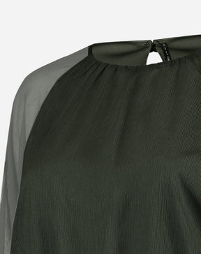 VESTIDO CURTO MANGA LONGA BUFANTE - VERDE