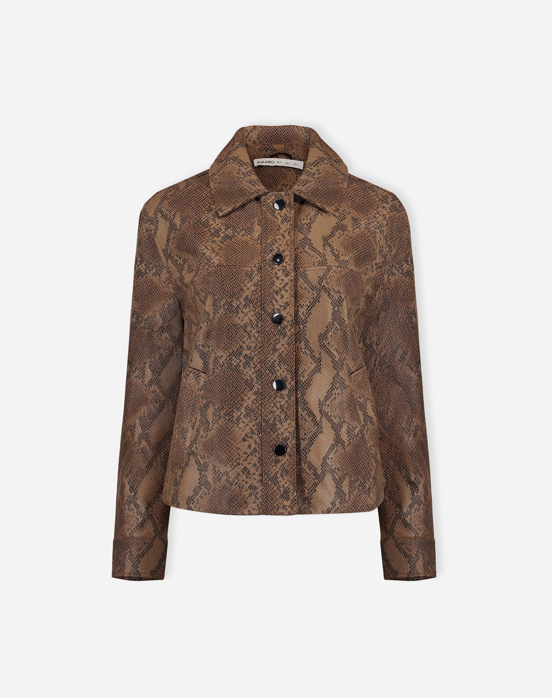 JAQUETA QUADRADA COBRA PU - CARAMELO