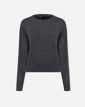 SUÉTER GOLA CARECA DE CASHMERE - CINZA MESCLA ESCURO