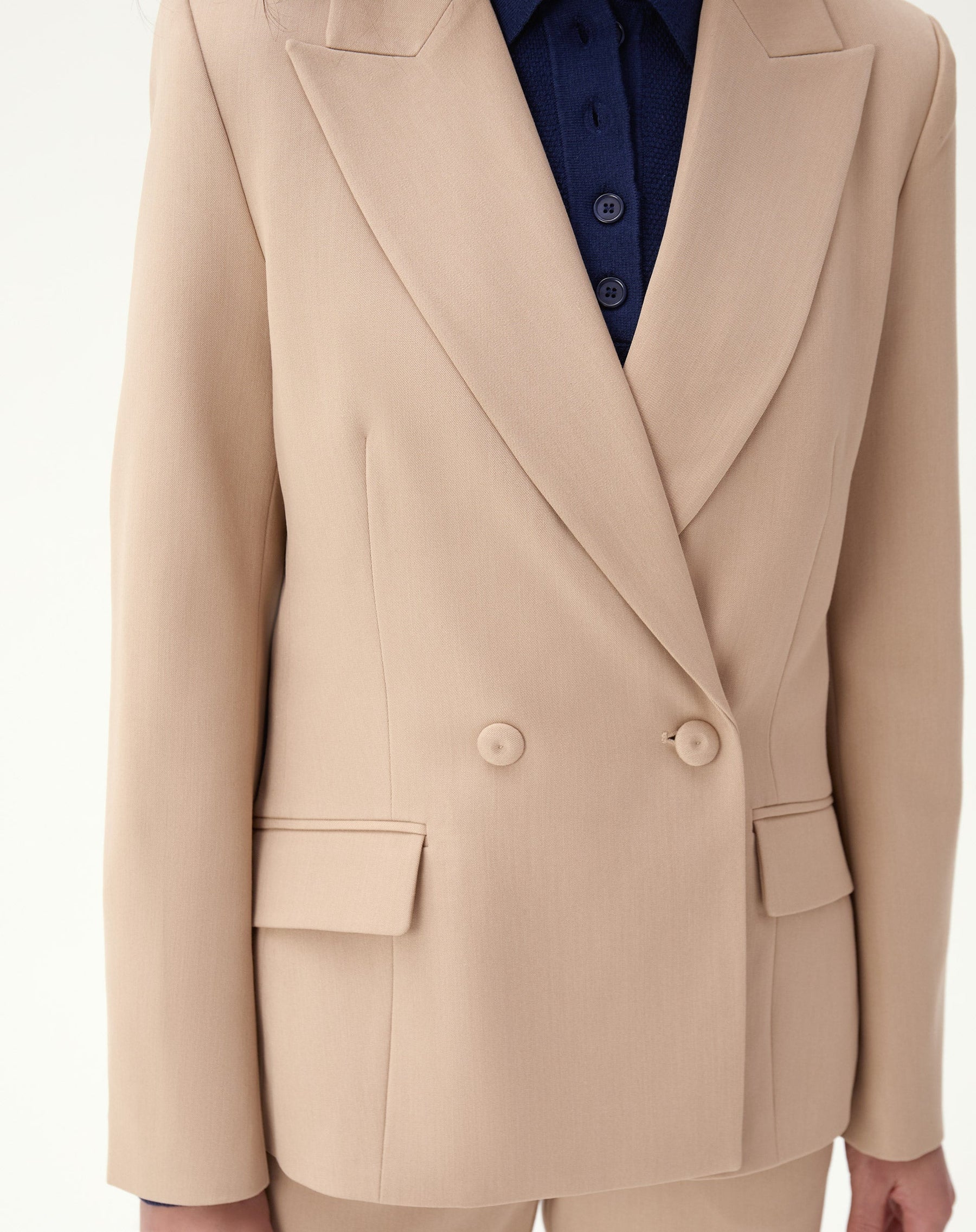 BLAZER SLIM ABOTOAMENTO DUPLO ALFAIATARIA - BEGE