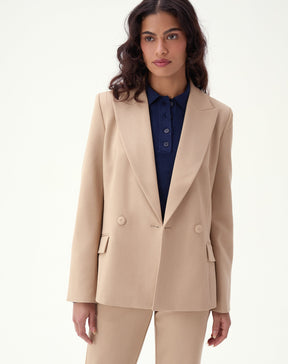 BLAZER SLIM ABOTOAMENTO DUPLO ALFAIATARIA - BEGE