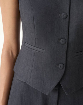 COLETE SLIM COM BOTÃO FORRADO ALFAIATARIA - CINZA