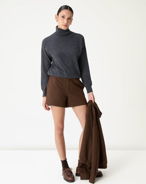 SHORTS CINTURA MÉDIA - MARROM