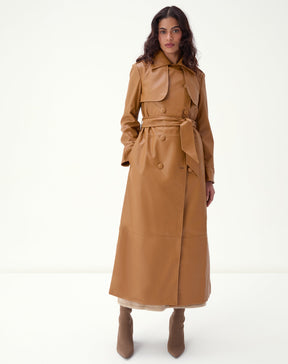 TRENCH COAT COM CINTO PU - CARAMELO
