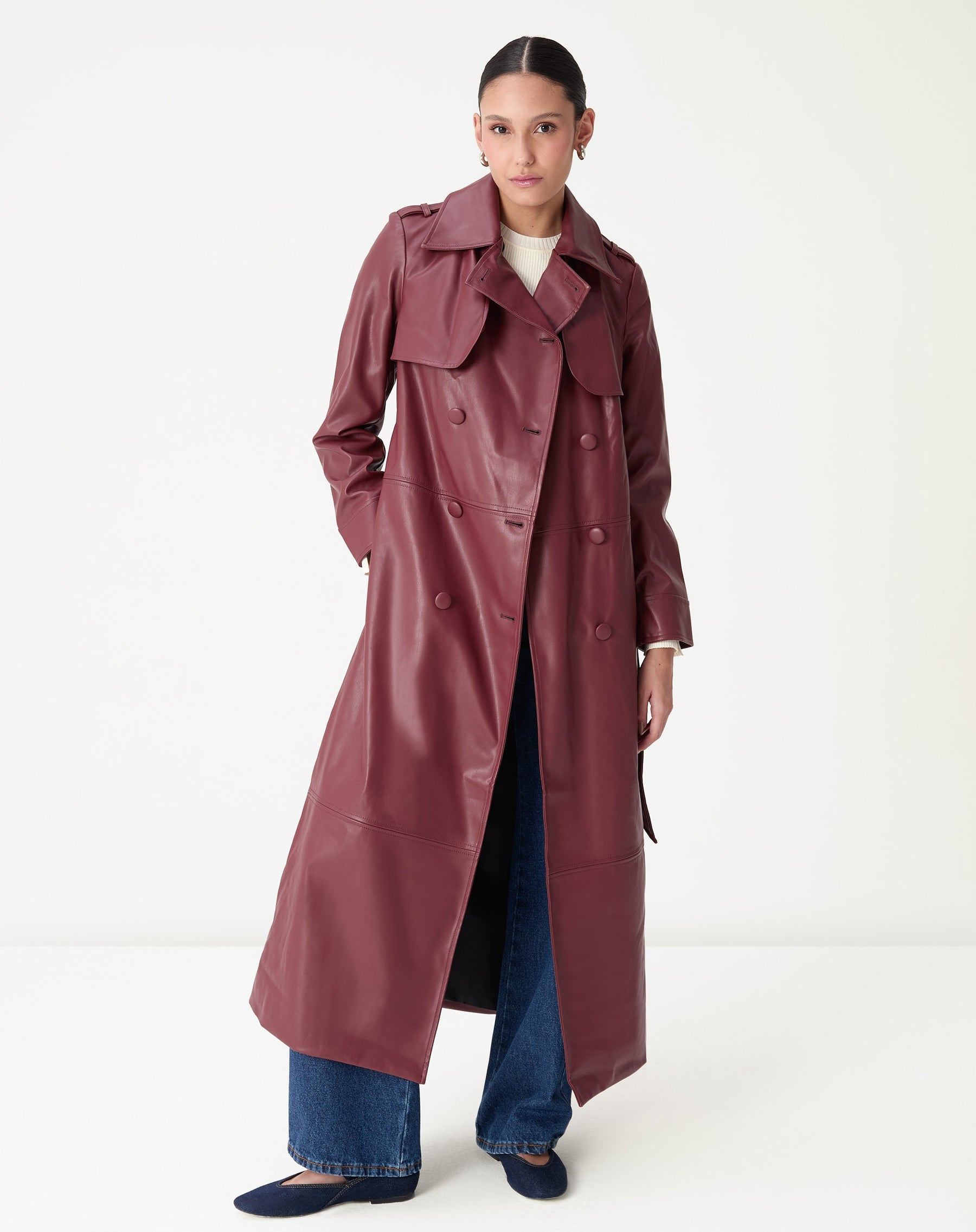 TRENCH COAT COM CINTO PU - VINHO