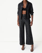 CALÇA RETA COBRA PU - PRETO