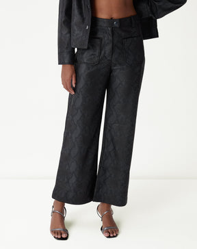 CALÇA RETA COBRA PU - PRETO