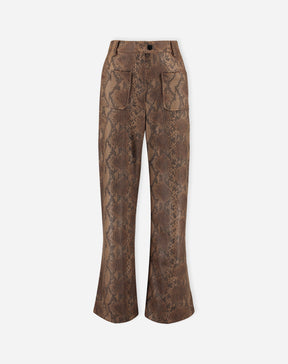 CALÇA RETA COBRA PU - CARAMELO