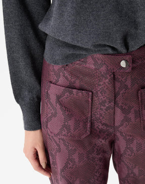 CALÇA RETA COBRA PU - VINHO